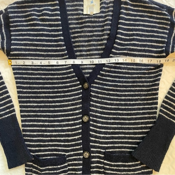 Aerie Wool Blend Long Cardigan Navy White Nautical Small Women’s Button Up Y2K - Picture 3 of 7